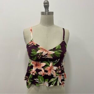Women’s Floral Tankini Swimwear Kona Sol Red Size S (4-6)